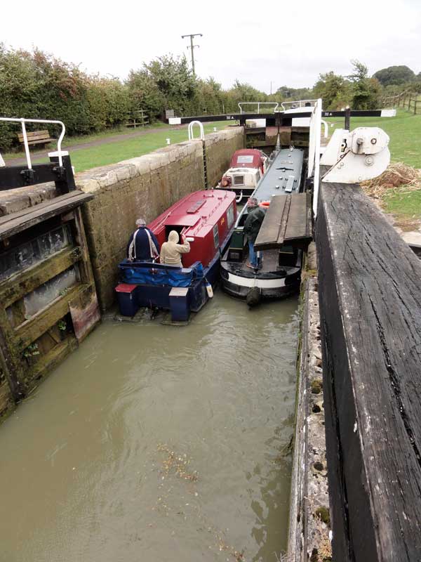 Three boats in a lock